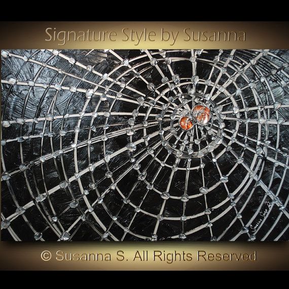 570x570 Original Thick Texture Abstract Spider Web Art Painting Modern - Spider Web Painting
