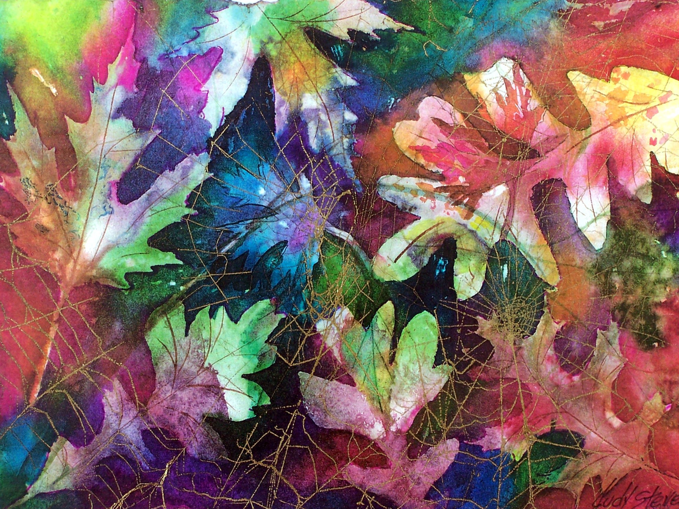 2304x1728 Spiderweb Painting My Leaf Watercolor Paintings With Real Spider - Spider Web Painting