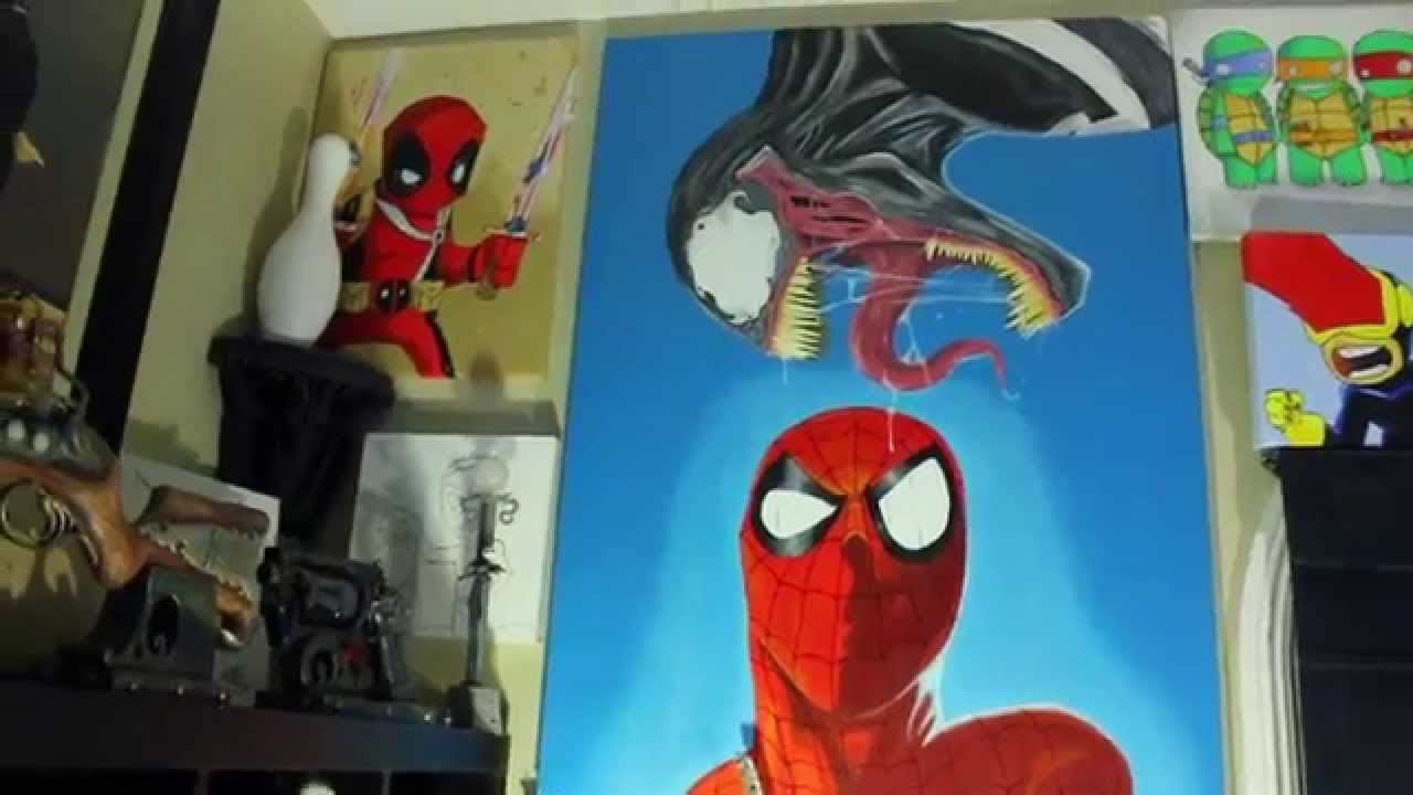 1280x720 My Artwork! Spider Man Amp Venom - Spiderman Canvas Painting