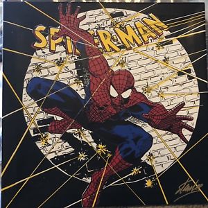 300x300 Spider Man Steve Kaufman Signed Stan Lee Marvel Oil Screen - Spiderman Canvas Painting