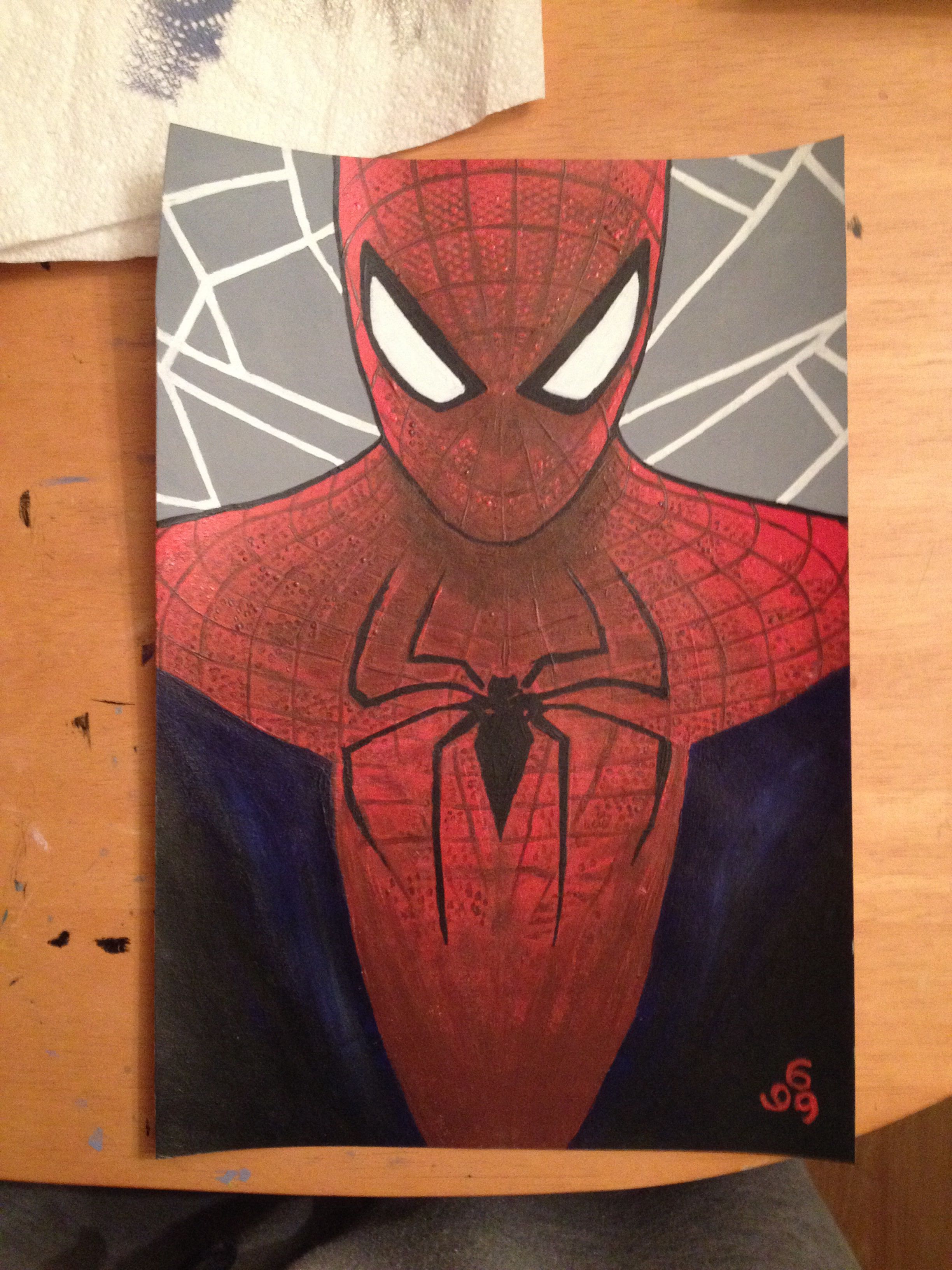 2448x3264 Spider Man Painting. A4, In Acrylic. Based On The Amazing Spider - Spiderman Canvas Painting