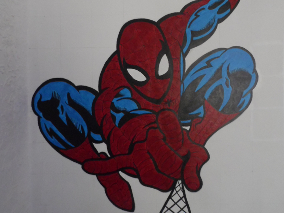 948x711 Spiderman Acrylic Mural Painting Murals Edge - Spiderman Canvas Painting