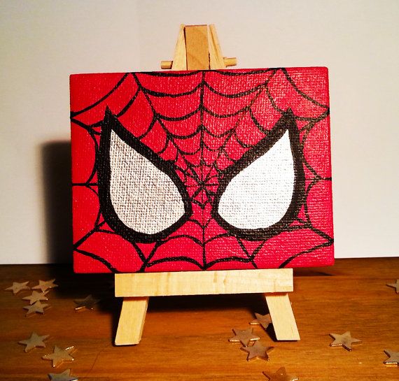 570x545 Spiderman Stare - Spiderman Canvas Painting