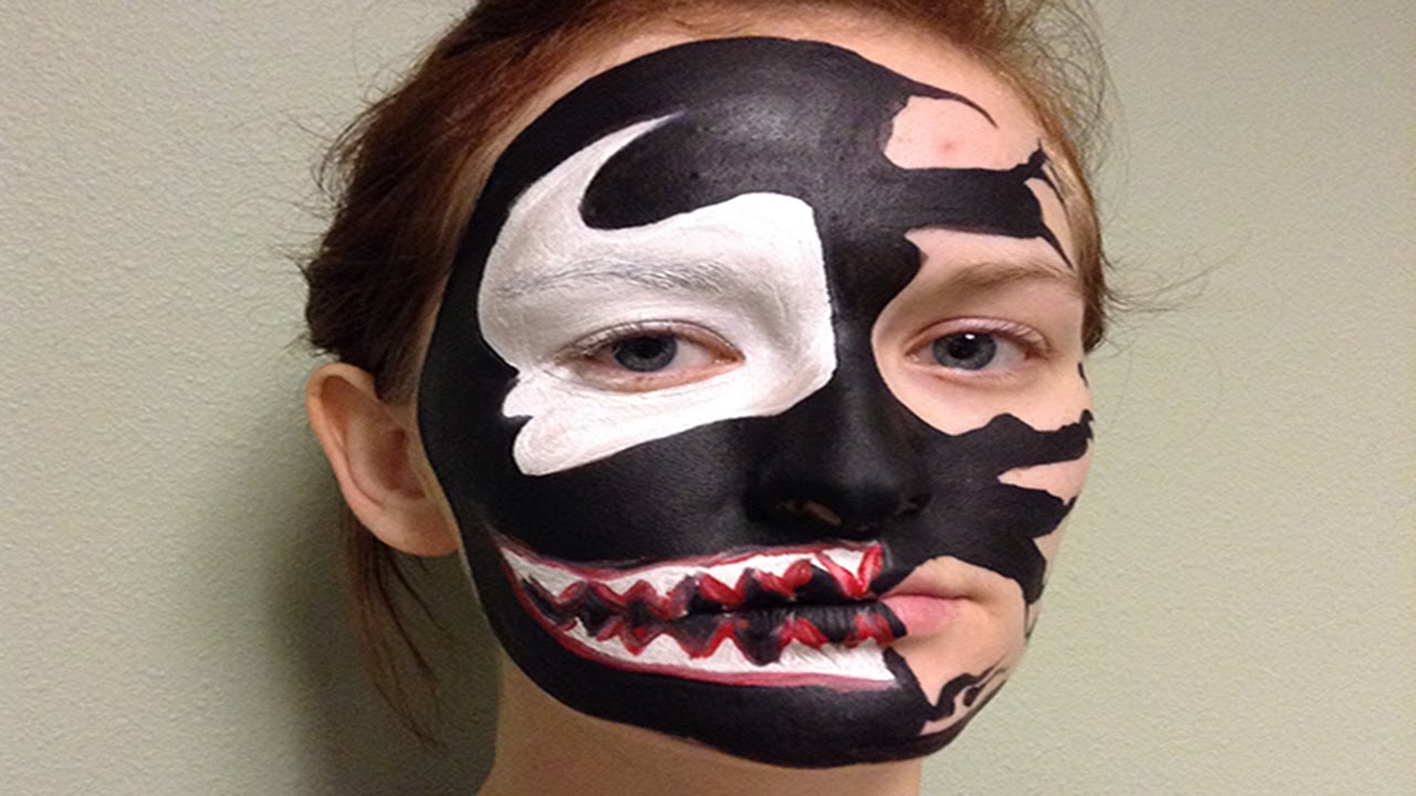 1280x720 Easy Spiderman Venom Face Painting Tutorial - Spiderman Face Painting