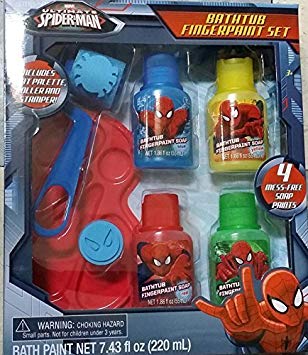 308x355 Ultimate Spider Man Bath Tub Finger Paint Set Amazon.co.uk Toys - Spiderman Painting Games