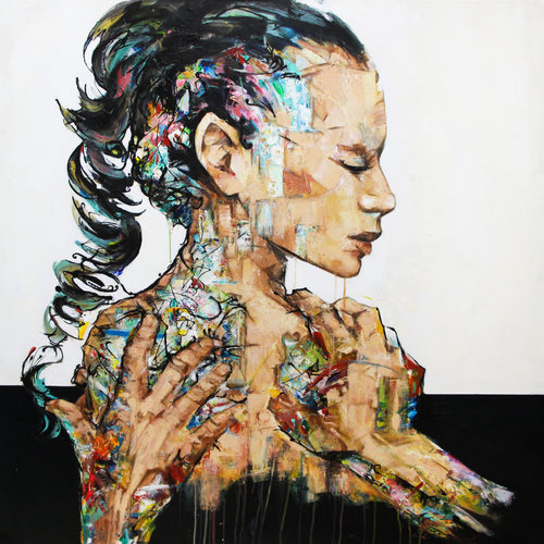 500x500 Spine By Jordi (2017) Painting Acrylic, Collage On Canvas - Spine Painting