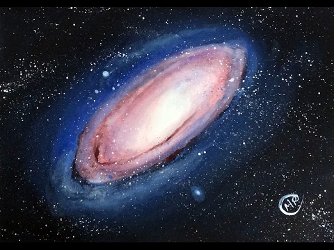 480x360 Watercolor Andromeda Galaxy Painting Demonstration - Spiral Galaxy Painting