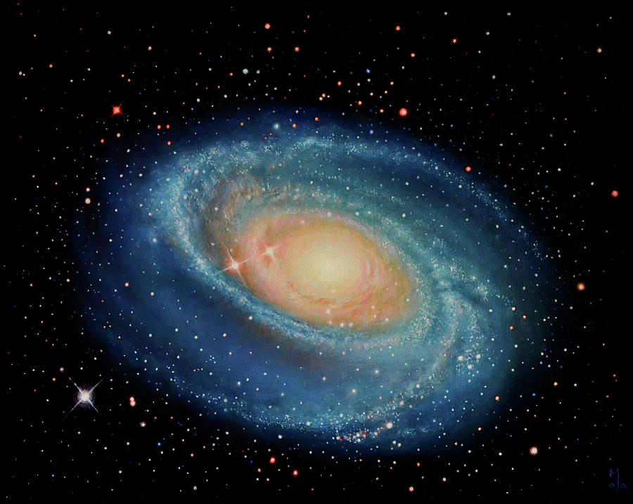 900x717 Bode's Galaxy Painting By Maja Opacic - Spiral Galaxy Painting