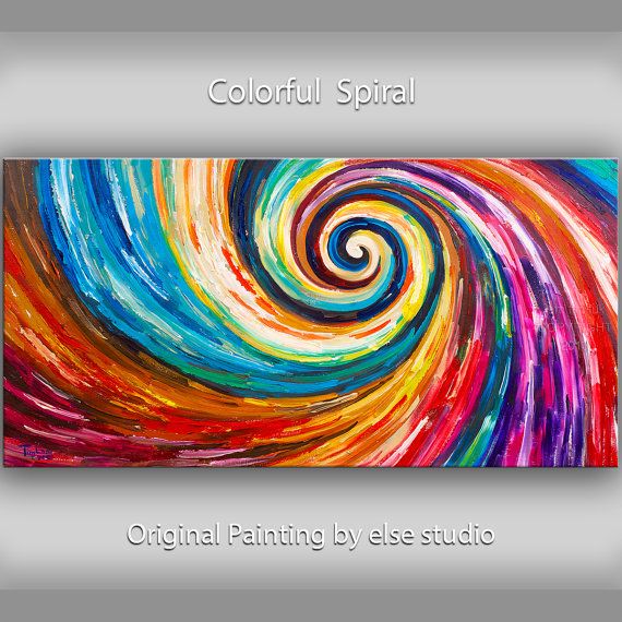 570x570 Original Spiral Art Painting Huge Impasto Texture Modern Oil - Spiral Painting