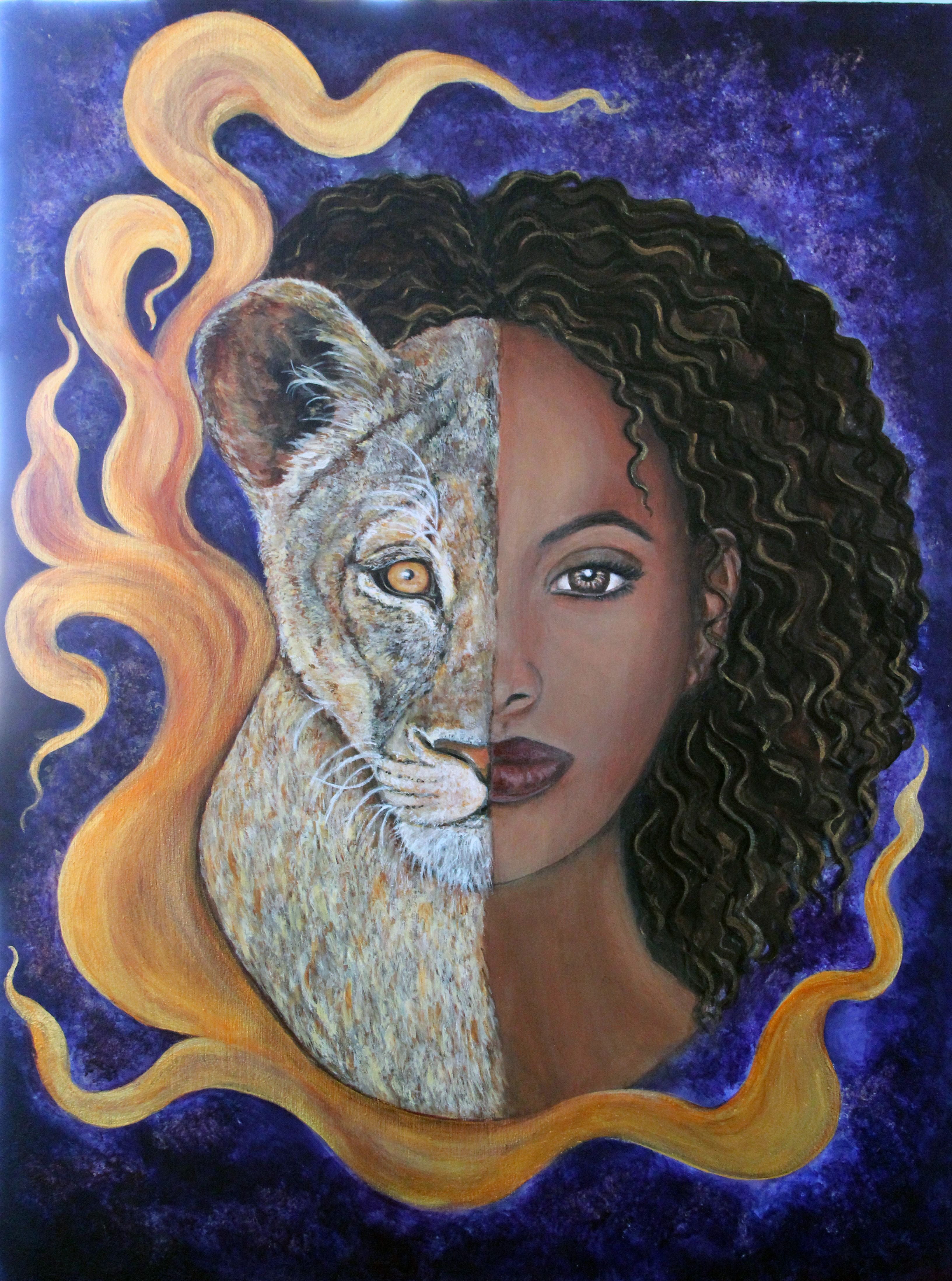 3264x4392 Half Spirit Animalhalf Self Portrait High School Portrait - Spirit Animal Painting
