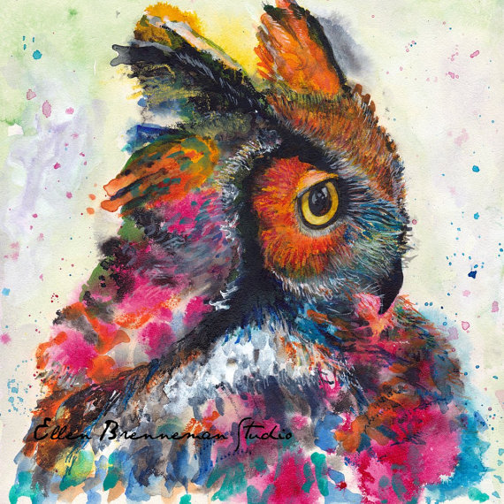 570x570 Owl Art Print Ellen Brenneman Art Spirit Animal Art Totem - Spirit Animal Painting