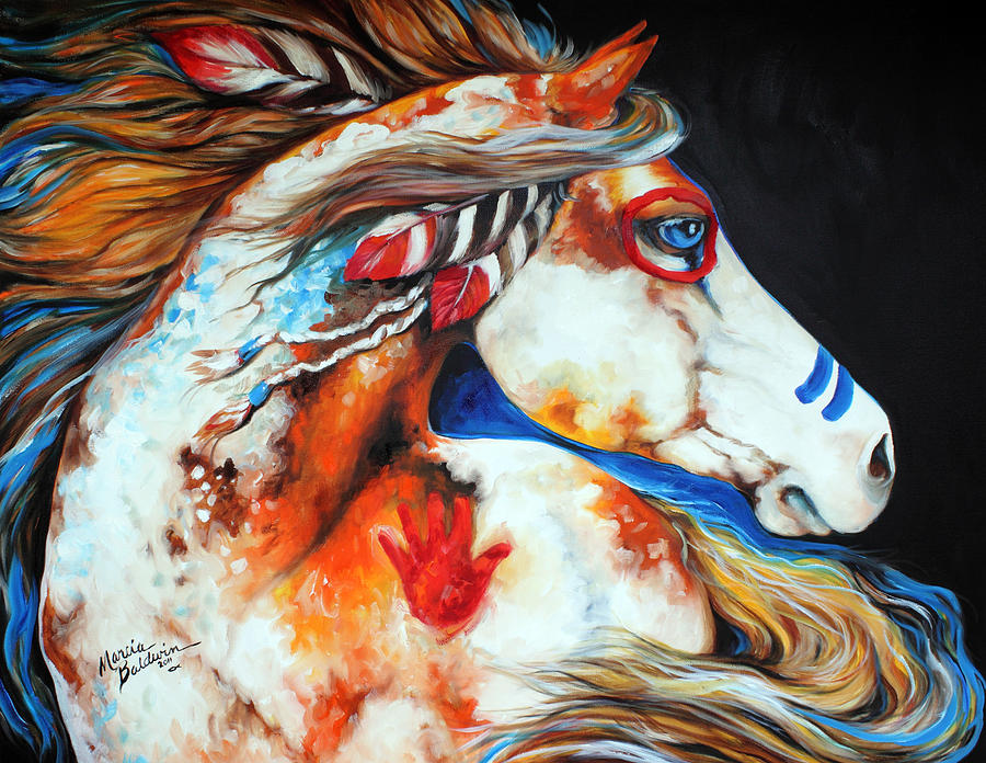 900x696 Spirit Indian War Horse Painting By Marcia Baldwin - Spirit Horse Painting