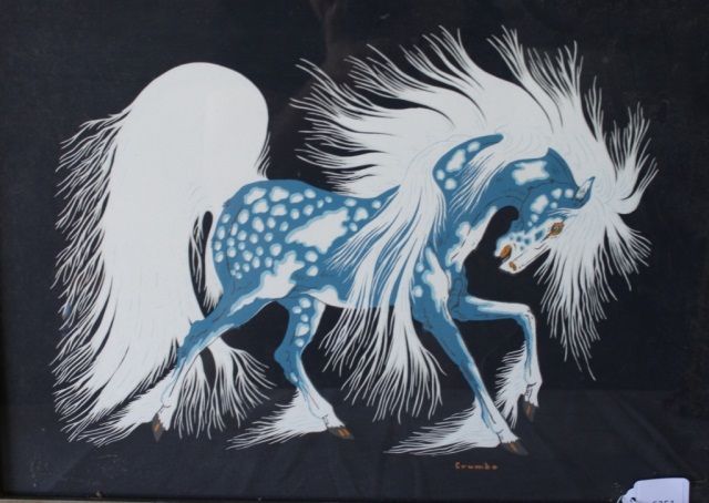 640x454 Woody Crumbo Spirit Horse Painting - Spirit Horse Painting