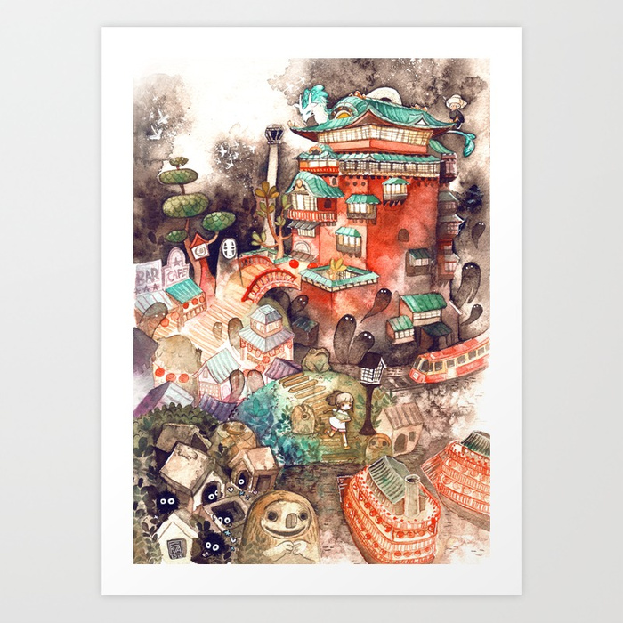 700x700 Spirited Away Art Print By Foyaland Society6 - Spirited Away Painting