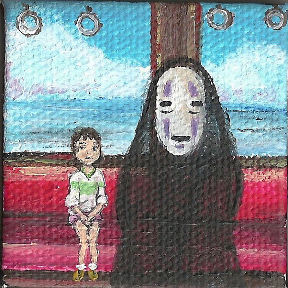 570x569 Spirited Away Ferry Tiny Painting - Spirited Away Painting