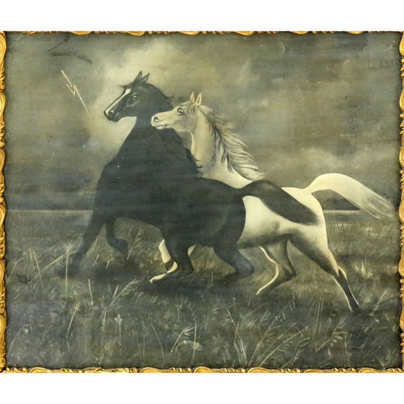 800x800 Henri Leroy, French (B. 1851) Chromolithograph Spirited Horses - Spirited Horses Painting