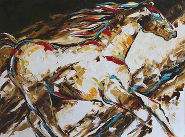 600x443 Spirited Journey . Don'T Complain Abstract Horse Paintings By - Spirited Horses Painting