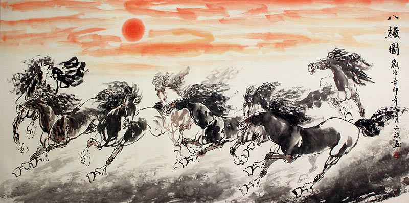 800x397 Eight Spirited Horses - Spirited Horses Painting
