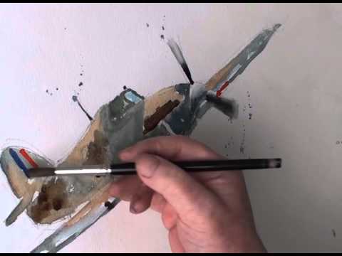 480x360 Spitfire Watercolour Painting - Spitfire Painting