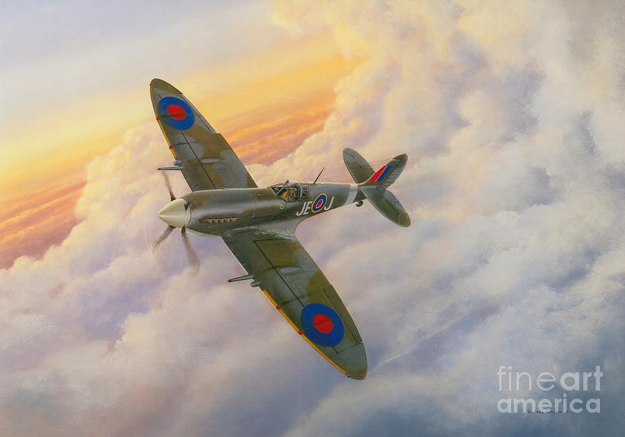 900x629 Evening Flight Painting By Michael Swanson - Spitfire Painting