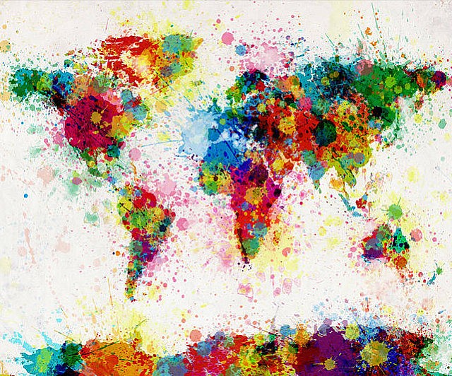 640x532 Paint Splatter Map Of The World - Splash Painting