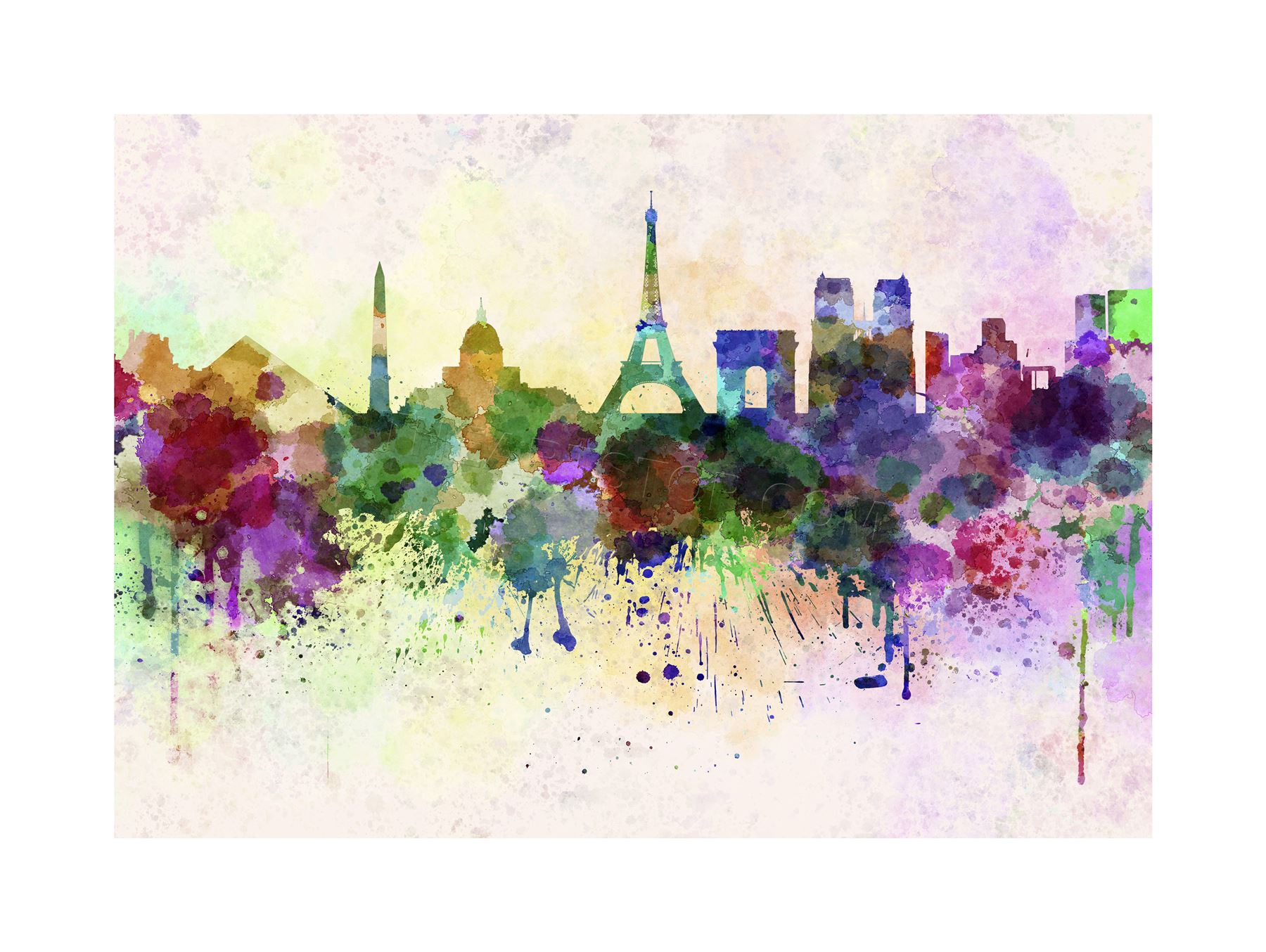 1800x1354 Painting Cityscape Paint Splash Skyline Paris Framed Print - Splash Painting