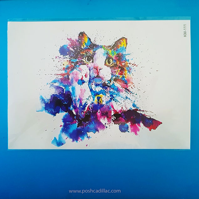 635x635 Watercolor Splash Color Art Temporary Waterproof Tattoo Cat Paw - Splash Painting Art