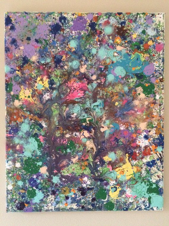 570x760 Abstract Canvas Art Splatter Painting Splash Artwork Graffiti - Splatter Painting Canvas