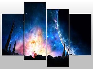 300x225 Earth Nebula Space Galaxy Planet Large Split Panel 4 Panel Canvas - Split Canvas Painting