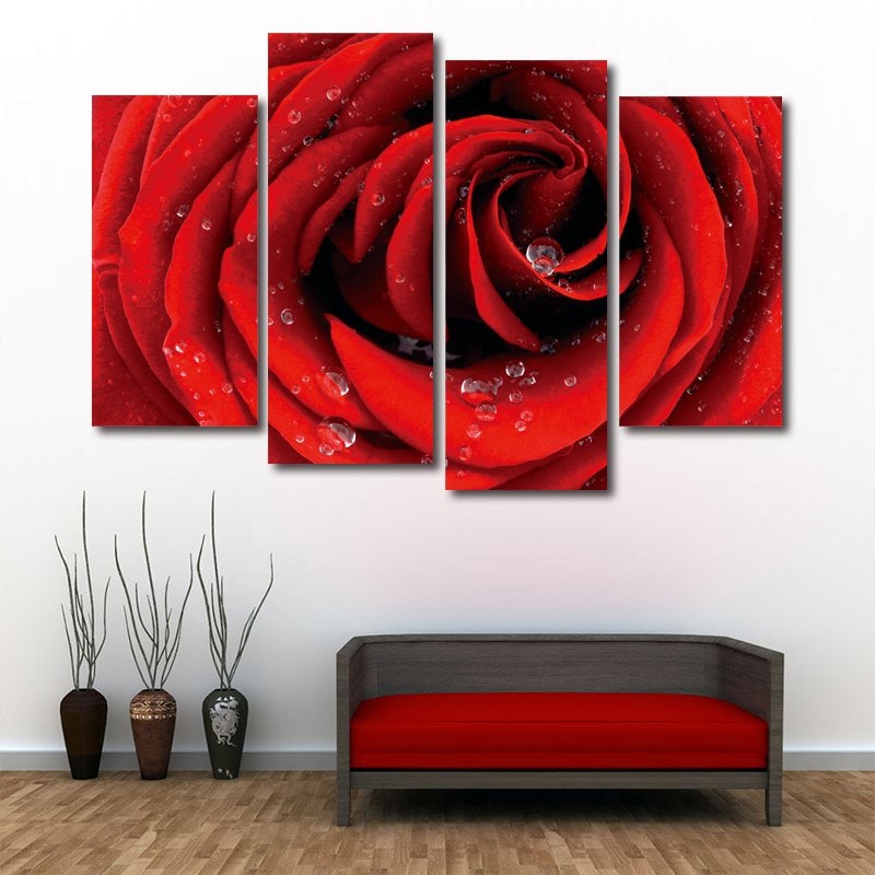 800x800 Red 3060cm2pcs3080cm2pcs Rose Flower Print Unframed Split - Split Canvas Painting