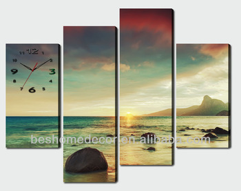 350x277 Seascape Split Canvas Painting Paint By Numbers With Clock - Split Canvas Painting