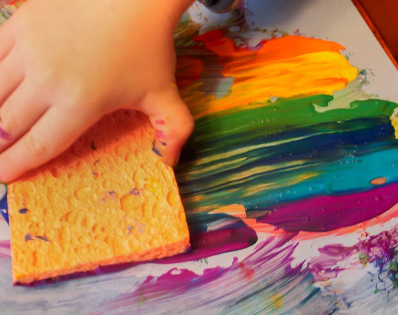 800x634 Rainbow Sponge Painting Is Super Cool! Hands On As We Grow - Sponge Painting