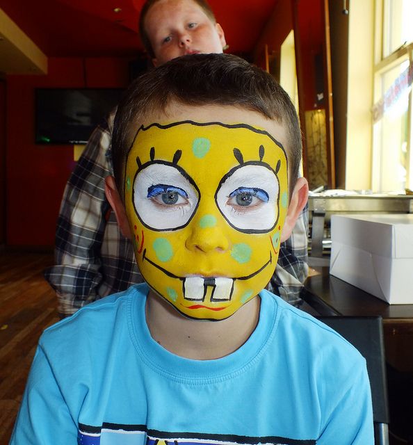 594x640 Spongebob Face Painting Face, Face Paintings - Spongebob Captain Painting