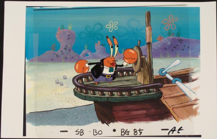 700x450 Captain Art Cel Original Spongebob Background Animation - Spongebob Captain Painting