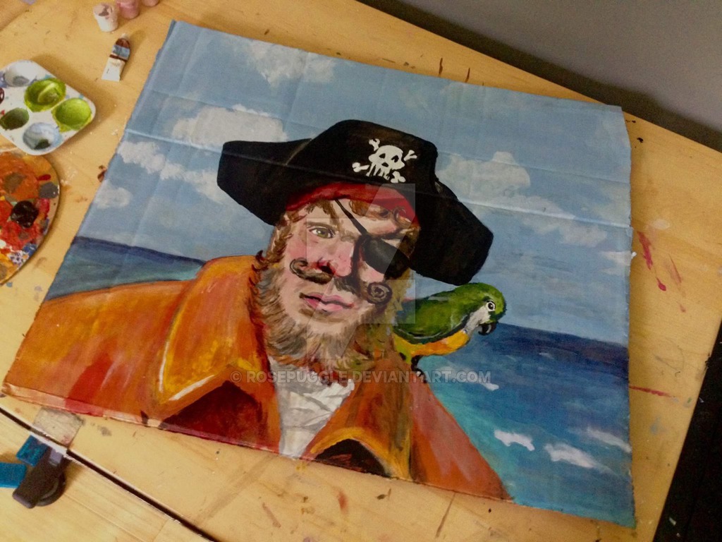 1024x768 Painty The Pirate By Rosepuggle - Spongebob Pirate Painting