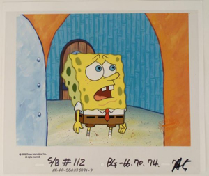 300x253 Sponge Bob Could Mop Up In May 20 Animation Art Sale - Spongebob Squarepants Painting