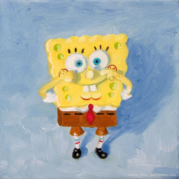 600x600 Spongebob Mini Still Life Oil Painting By Marilyn - Spongebob Squarepants Painting