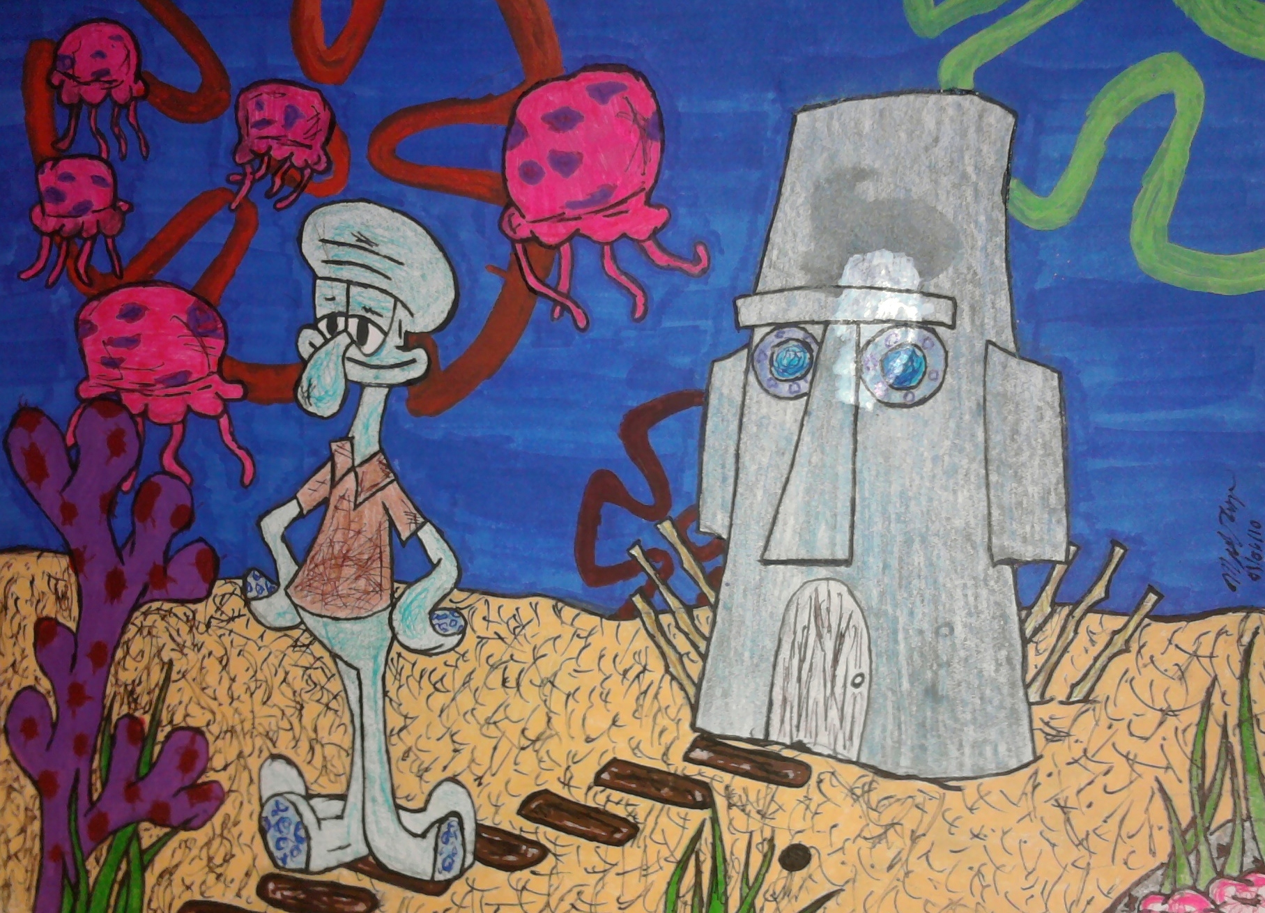 1815x1310 Spongebob Squarepants Squidward's House By Edge3214 - Spongebob Squarepants Painting