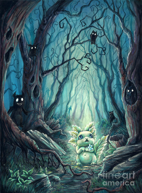 590x800 Spooky Forest Art Print By Anne Koivumaki - Spooky Forest Painting