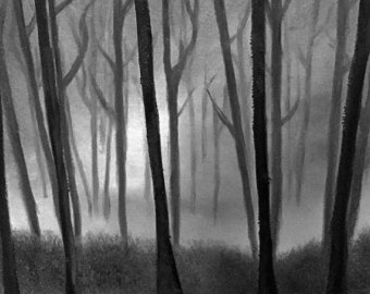 340x270 Spooky Tree Painting Etsy Au - Spooky Forest Painting