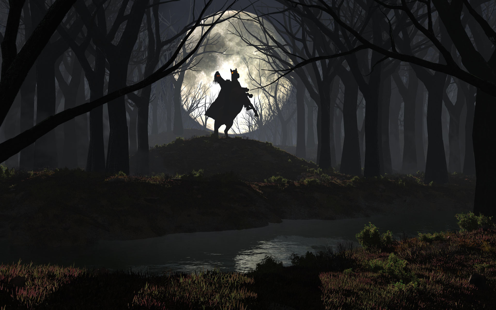 1920x1200 Dark Scary Forest Wallpaper Images) - Spooky Forest Painting