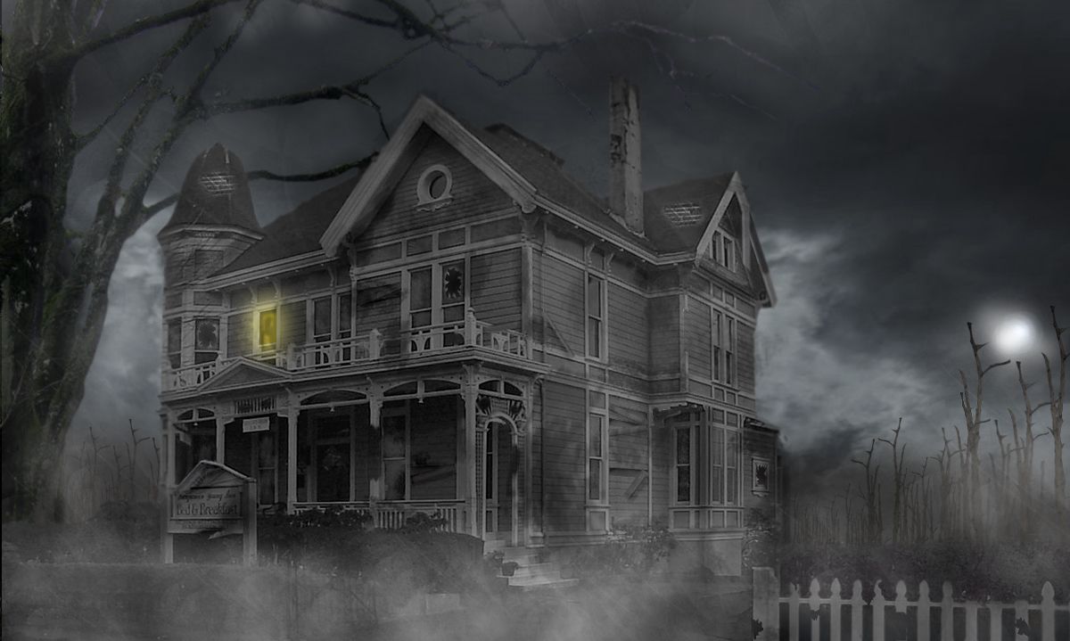 1200x719 Haunted House Matte Painting By - Spooky House Painting
