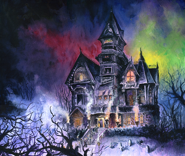 600x505 Horror Paintings Fine Art America - Spooky House Painting