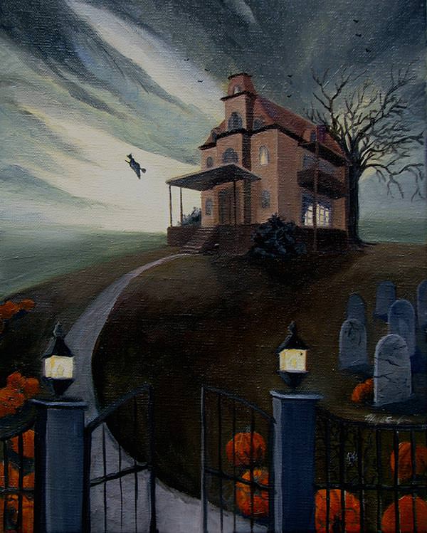 600x749 Halloween Painting - Spooky House Painting