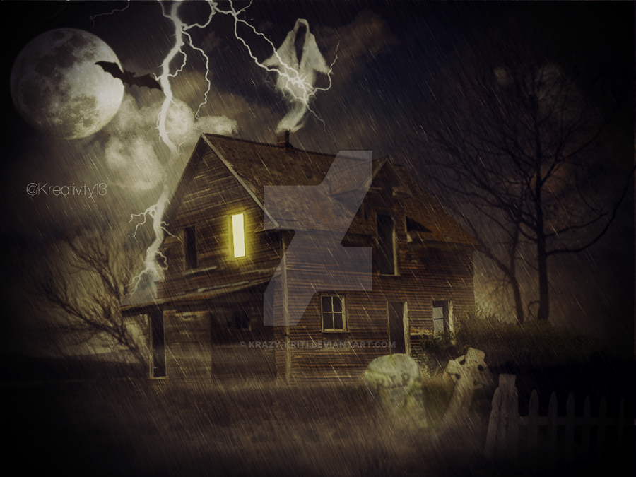 900x675 Matte Painting(Haunted House) By Krazy Kriti - Spooky House Painting