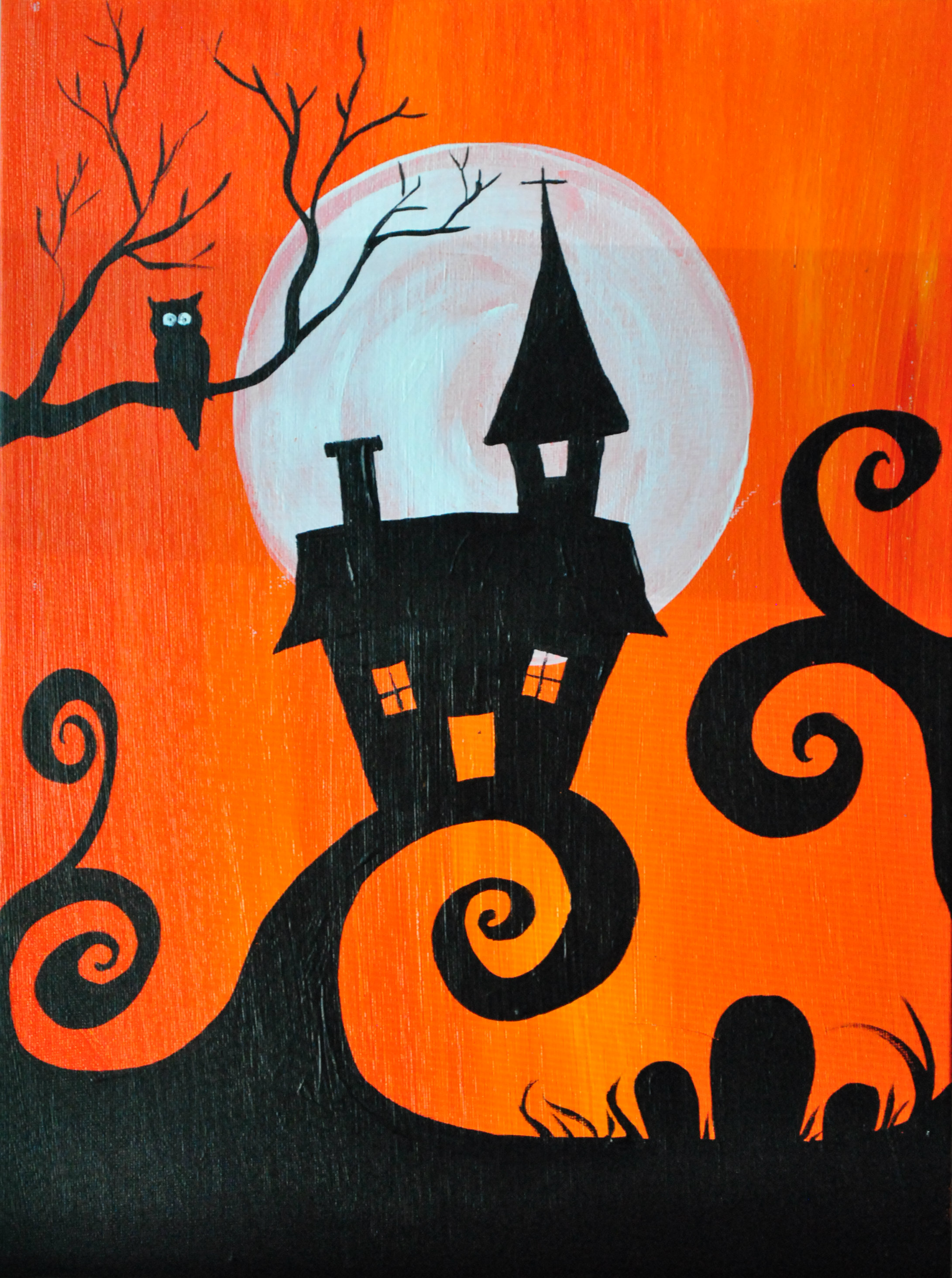 2181x2928 September Painting Parties Montezuma Township Library - Spooky House Painting