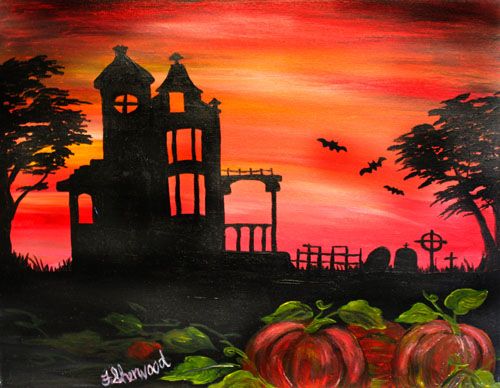 500x388 Architecture Haunted Houses - Spooky House Painting