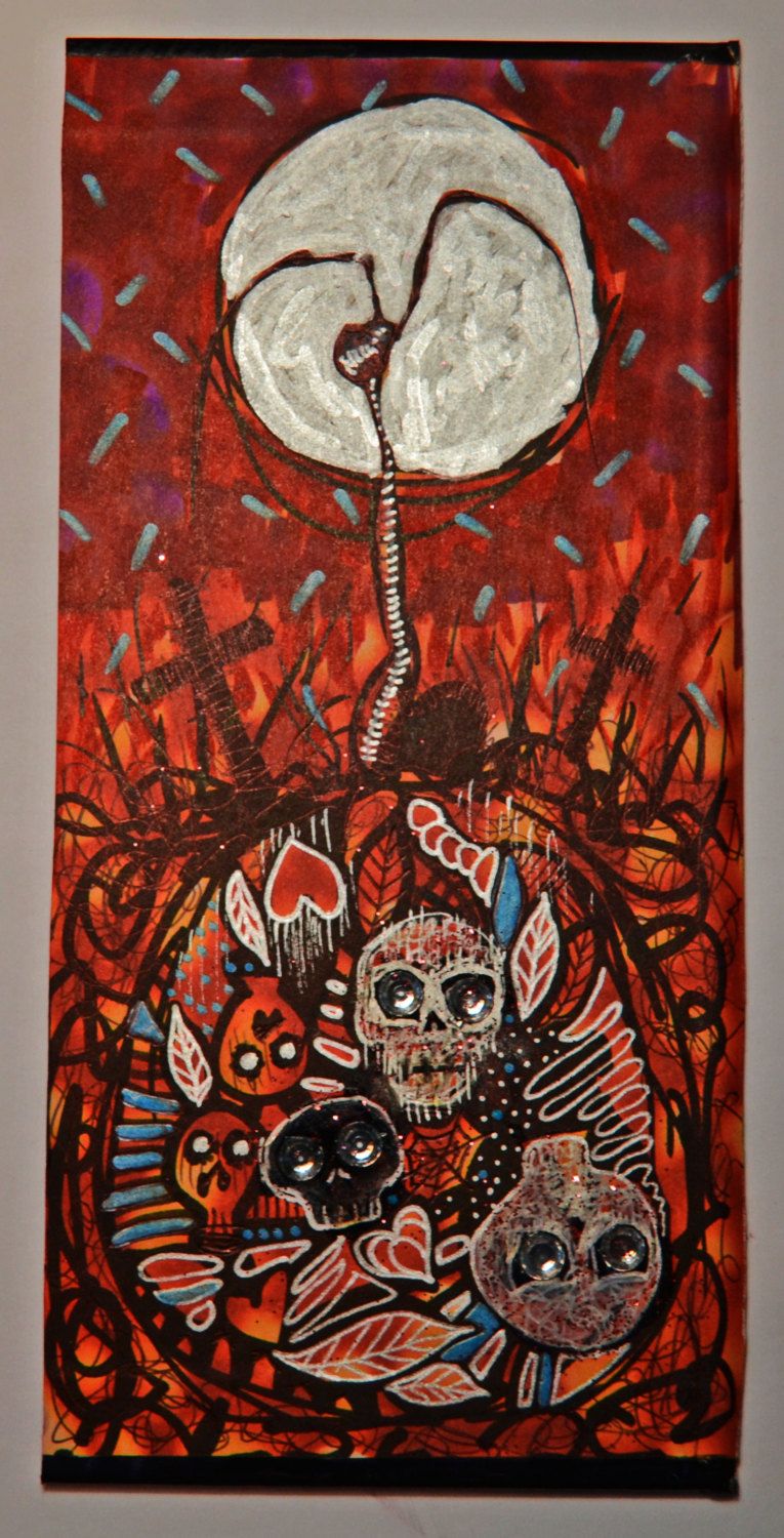 765x1500 Original Drawing,new Home Bright Halloween Spooky Art Gift,yellow - Spooky Painting