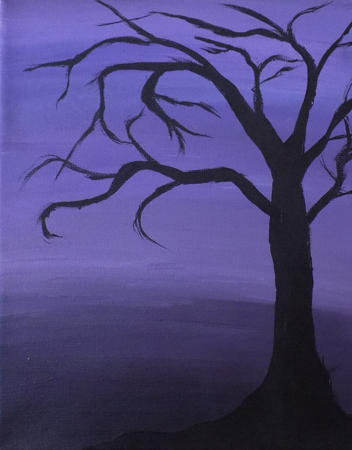 704x900 Spooky Tree Painting By Maria Masella - Spooky Tree Painting