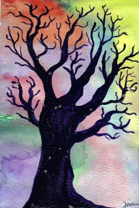535x803 Spooky Tree By Greenmapple17 - Spooky Tree Painting